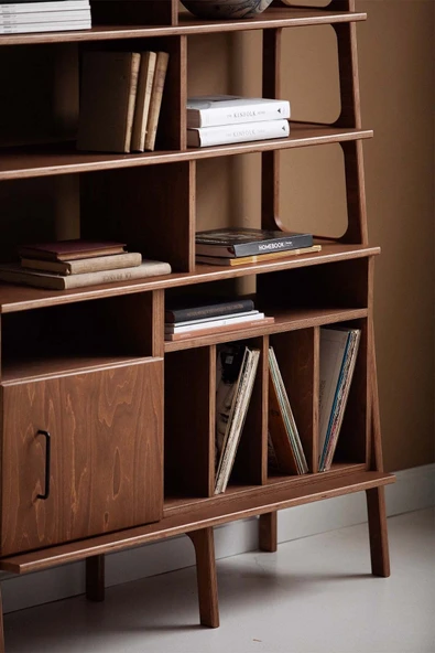 Woodesk  Pietra, Ahşap Tik Renk, Kitaplık Ve Raf Ünitesi, 190x120, Cpt4754-190 - Resim 4