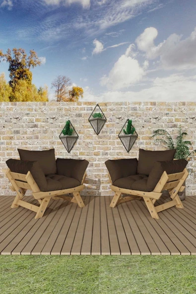 Woodesk  Adalar Natural-Kahve Renk, 1+1 Bahçe Takımı CPT8541-NK