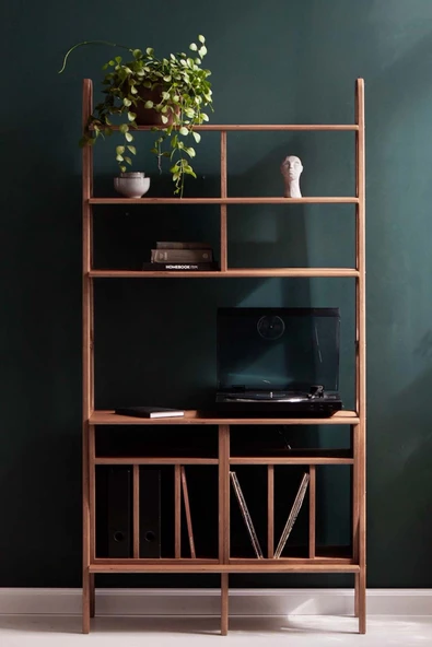 Woodesk  Sage, Ahşap Kitaplık Ve Raf Ünitesi, 190x100, Tik Renk, Cpt4747-190 - Resim 2