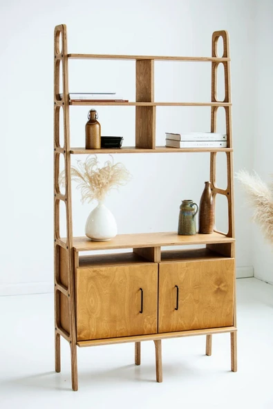 Woodesk  Torcia, Ahşap Kitaplık Ve Raf Ünitesi, 190x100, Tik Renk, Cpt4764-190 ürün görseli