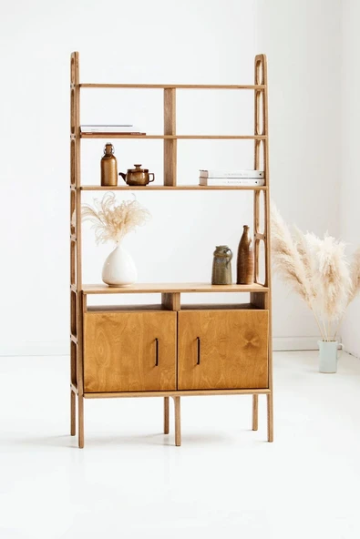 Woodesk  Torcia, Ahşap Kitaplık Ve Raf Ünitesi, 190x100, Tik Renk, Cpt4764-190 - Resim 2