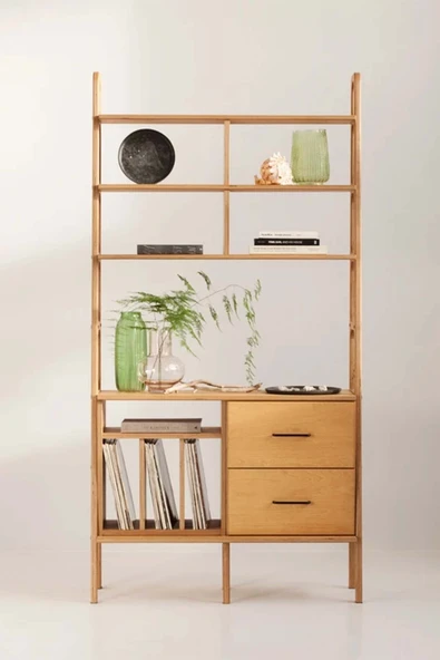 Woodesk  Mistero, Ahşap Kitaplık Ve Raf Ünitesi, 190x100, Tik Renk, Cpt4763-190 - Resim 2