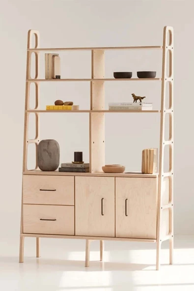 Woodesk  Violet, Ahşap Kitaplık Ve Raf Ünitesi, 190x120, Natural Renk, Cpt4766-190