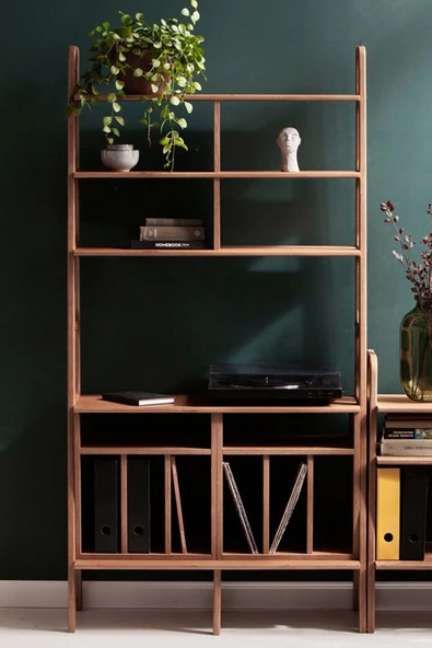 Woodesk  Sage, Ahşap Kitaplık Ve Raf Ünitesi, 190x100, Tik Renk, Cpt4747-190 - Resim 6