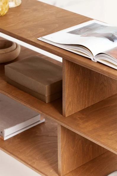 Woodesk  Fonte, Ahşap Kitaplık Ve Raf Ünitesi, 190x90, Tik Renk, Cpt4662-190 - Resim 5