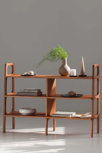 Woodesk  Monte, Ahşap Kitaplık Ve Raf Ünitesi 120x90 Tik Renk Cpt4715-120