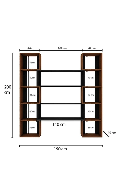 Woodesk  Dublin Masif Ağaç Tik Renk 190x200 Kitaplık Cpt6012-200 - 5