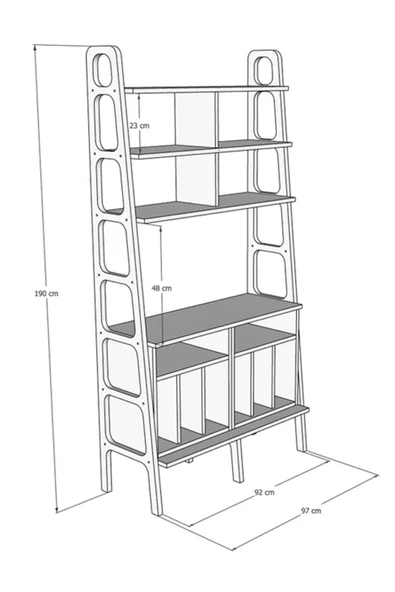 Woodesk  Ocean, Ahşap Kitaplık Ve Raf Ünitesi, 190x100, Natural Renk, Cpt4760-190 - Resim 8