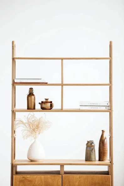 Woodesk  Torcia, Ahşap Kitaplık Ve Raf Ünitesi, 190x100, Tik Renk, Cpt4764-190 - Resim 5