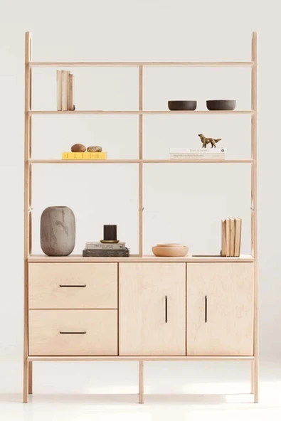 Woodesk  Violet, Ahşap Kitaplık Ve Raf Ünitesi, 190x120, Natural Renk, Cpt4766-190 - Resim 2