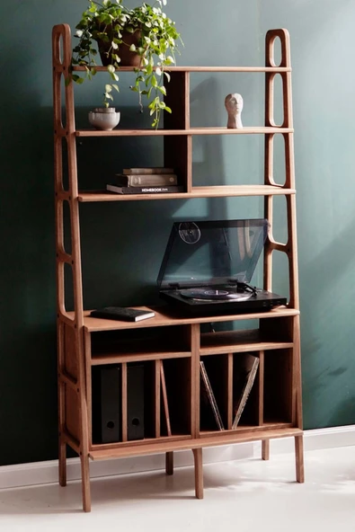 Woodesk  Sage, Ahşap Kitaplık Ve Raf Ünitesi, 190x100, Tik Renk, Cpt4747-190 ürün görseli 1