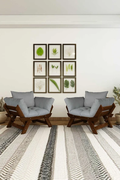 Woodesk  Adalar Ceviz-Gri Renk, 1+1 Bahçe Takımı CPT8553-CG - Resim 3