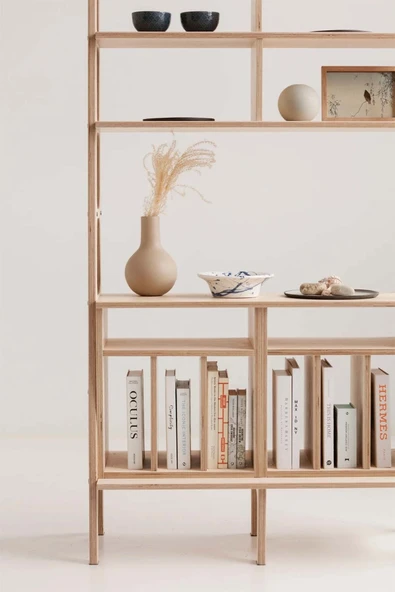 Woodesk  Ocean, Ahşap Kitaplık Ve Raf Ünitesi, 190x100, Natural Renk, Cpt4760-190 - Resim 3