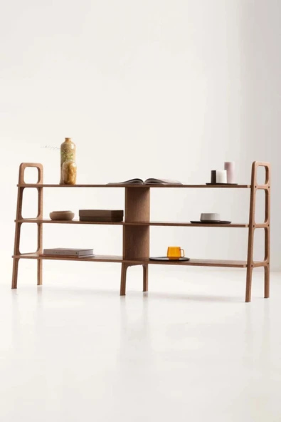 Woodesk  Fonte, Ahşap Kitaplık Ve Raf Ünitesi, 120x90, Tik Renk,