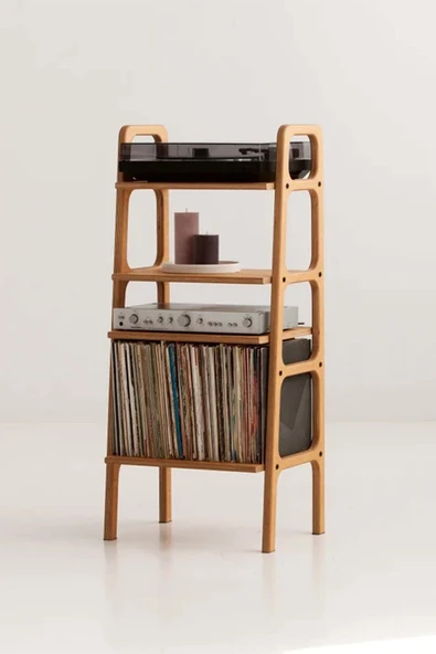 Woodesk  Vinilo, Ahşap, 114x50, Tik Renk, Kitaplık Ve Pikap Standı Cpt4672-50 ürün görseli 1