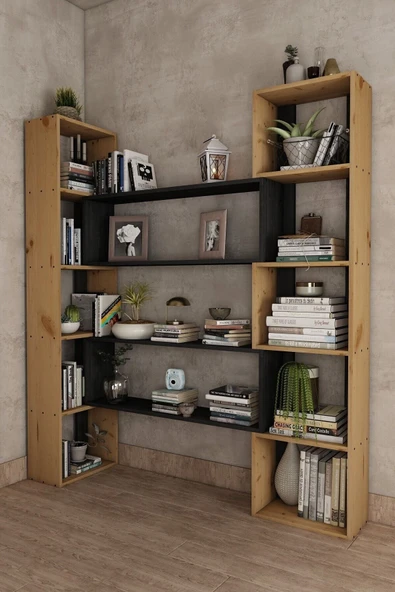 Woodesk  Dublin Masif Ağaç Natural Renk 190x200 Kitaplık Cpt6011-200 - 3