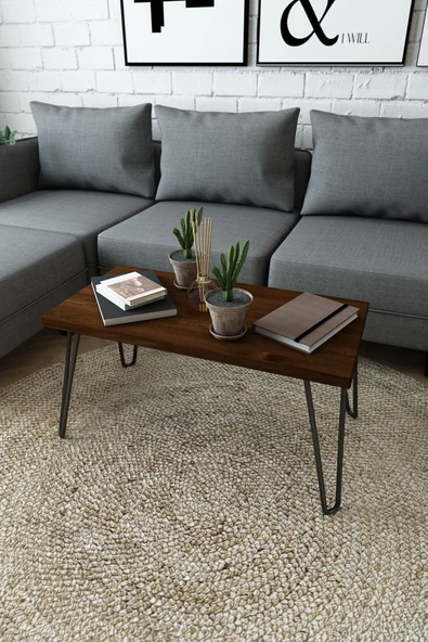 Woodesk  Tarz Masif Ağaç Ceviz Renk 80x40 Orta Sehpa Cpt2861-80c