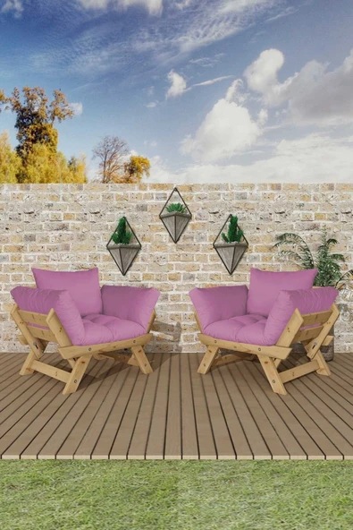 Woodesk  Adalar Natural-pembe 1+1 Bahçe Takımı Cpt8546-np