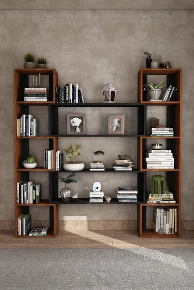 Woodesk  Dublin Masif Ağaç Tik Renk 190x200 Kitaplık Cpt6012-200