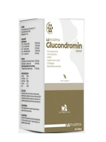 LAPHARMA Glucondromin Kedi Köpek Glukozamin Kondroitin Kolajen Takviye Tablet 60 Tablet