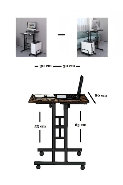 servetavcı Oyuncu Masası Ryan Oyuncu Masası - 80x60 Antrasit - Resim 3