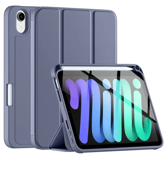 Ipad Mini 7 (A17 Pro) Kılıf Uyku Modlu Smart Pen Slot Charging Case   LAVANTA