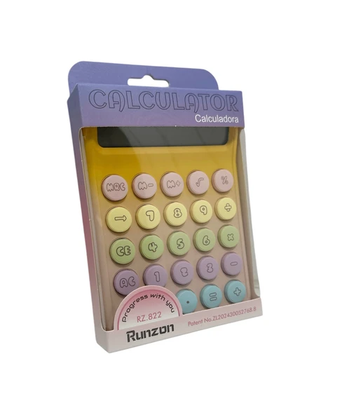 Runzon Renkli Hesap Makinesi Yuvarlak Uçlu 12 Hane Sarı RZ-822 - 3