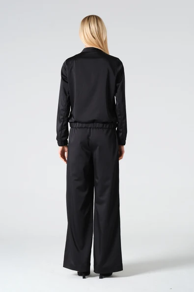 Bol paça beli lastikli pantalon - 4