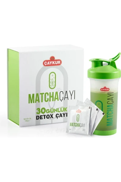 Detox Matcha Çayı 30 Günlük 60 Adetx2gr Shaker Hediye