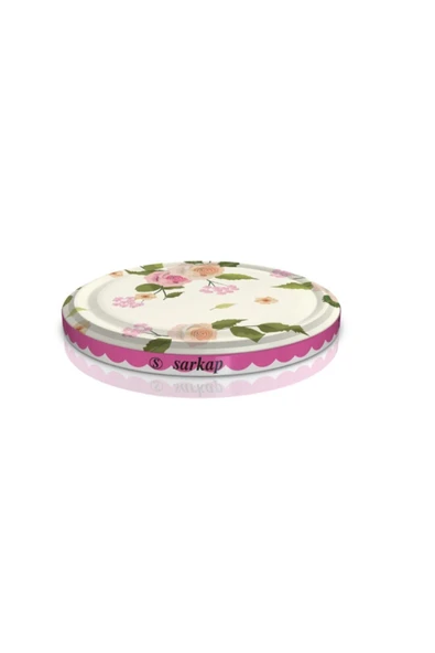 Sarkap Hijyenik Paketli 10 Adet Kavanoz Kapağı - Pembe Güllü - 82mm - 3