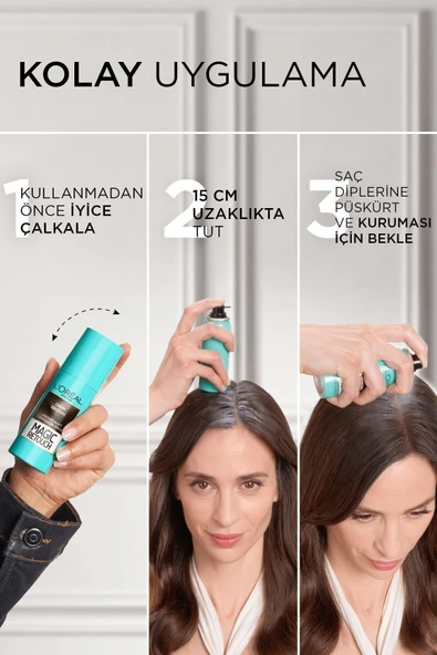 L'Oreal Paris Magic Retouch Beyaz Saçlar İçin Kapatıcı Koyu Kahverengi Saç Spreyi 75 Ml - 5