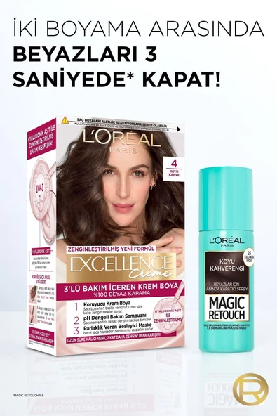 L'Oreal Paris Magic Retouch Beyaz Saçlar İçin Kapatıcı Koyu Kahverengi Saç Spreyi 75 Ml - 7