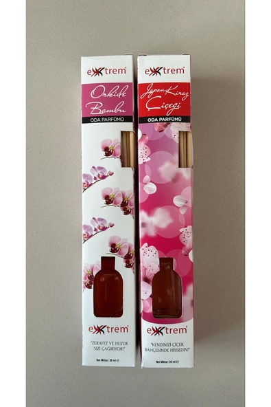 Extrem Bambu Çubuklu Koku Orkide 50 ml+Japon Kiraz Çiçeği 50 ml