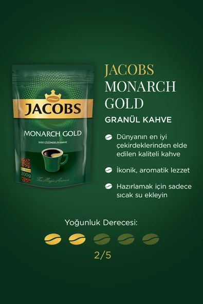 Jacobs Monarch Gold Granül Kahve 200 gram X 4 Adet - 2