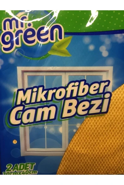 Mr Green Çok Amaçlı Genel Temizlik Ayna Cam Mikrofiber Cam Bezi 30x40 Cm 2 Adet - 2