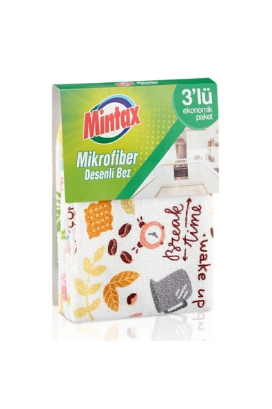 Mintax Mikrofiber Desenli Bez 3'lü Ekonomik Paket