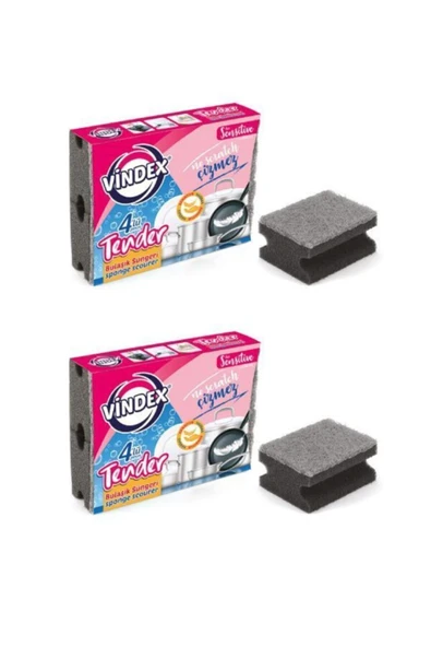 Vindex Tender Inox(ÇİZİLMEZ) Bulaşık Süngeri 4'lü X 2 Adet