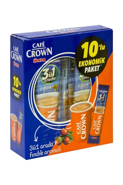 Cafe Crown 3'ü 1 Arada Fındık Aromalı 18g X 10'lu Paket