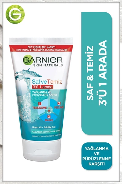 Garnier STD Saf & Temiz Yağlanma Ve Pürüzlere Karşı 3'ü 1 Arada 150 ml Klasik