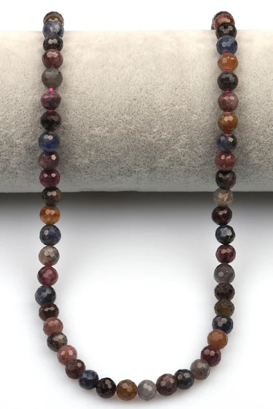 Safir-Yakut Doğal Taş Dizi 6 mm Fasetli Küre Kesim - 2