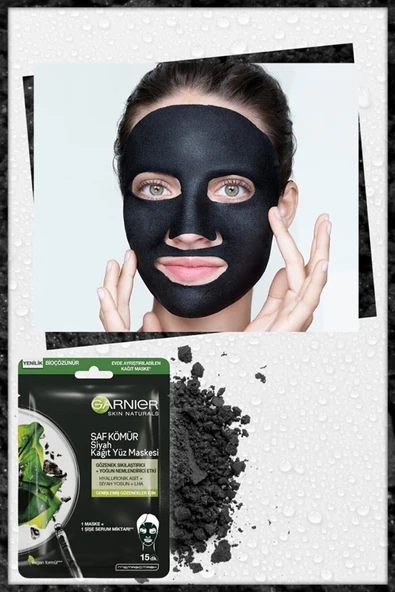 Garnier Skin Naturals Kömürlü Kağıt Yüz Maskesi Siyah Yosun - 3