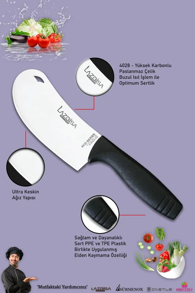 Eco Serisi Mutfak Bıçak Seti Et Ekmek Sebze Pizza Salata Börek Şef Bıçağı 3 Lü Set ( Mft-123) - Resim 3