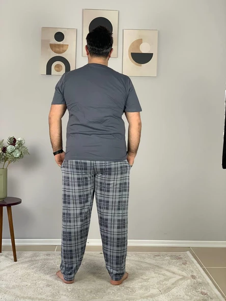 Erkek  Boy Friend Motifli Pijama Takımı (Gri) - 4