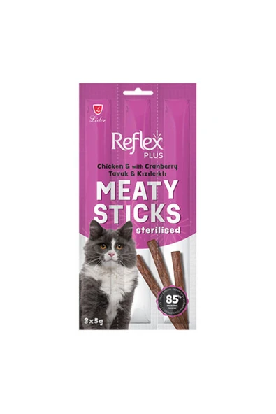 Reflex Sticks Kedi Ödülü  Tavuklu Ve Kızılcıklı Tahılsız Kısırlaştırılmış 3x5 gr