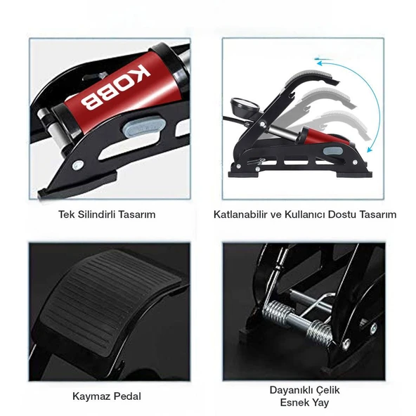 KOBB KB0901 87PSI Analog Basınç Göstergeli Ayak Pompası - 6