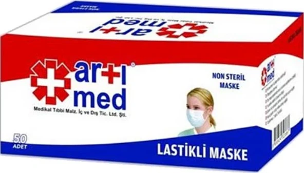 Artımed 3 Katlı Full Ultrasonik Cerrahi Maske Telli 50'li