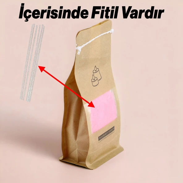 Toz Mum 250 Gr Dekoratif Mumu Kandil Hediyelik Fitilli Mumlar Şamdan Açık Pembe Kokusuz - 2