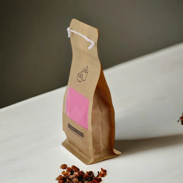 Toz Mum 250 Gr Dekoratif Mumu Kandil Hediyelik Fitilli Mumlar Şamdan Koyu Pembe Kokusuz - 7