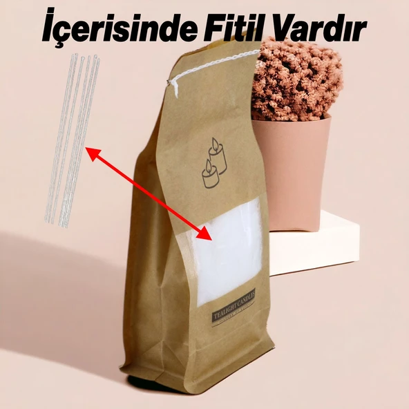 Toz Mum 250 Gr Dekoratif Mumu Kandil Hediyelik Fitilli Mumlar Şamdan Beyaz Kokusuz - 2