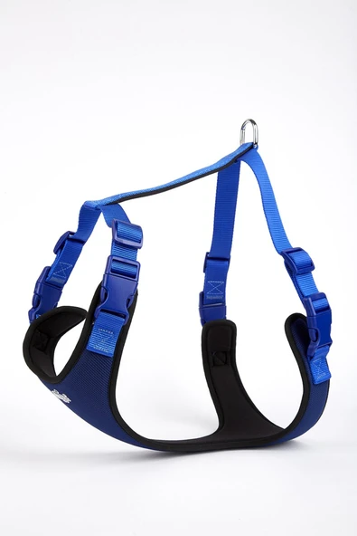 Doggie Softlu Siyah Köpek Bel Tasması 60/85 cm Mavi